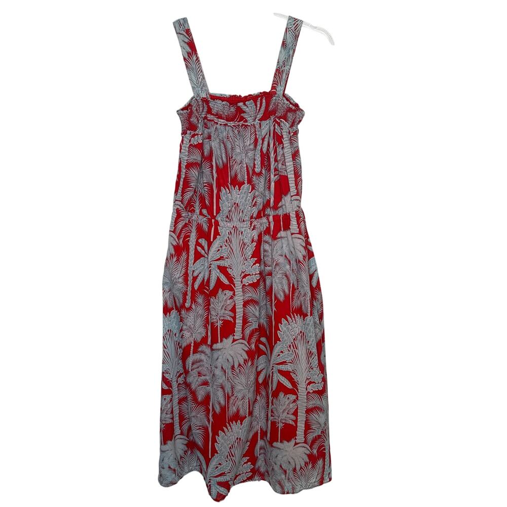 Talbots 2000s Red Cotton Sleeveless Palm Tree Print Sundress – Size 14